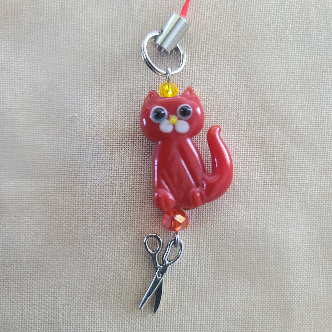 Scissor Charm - Red Cat 