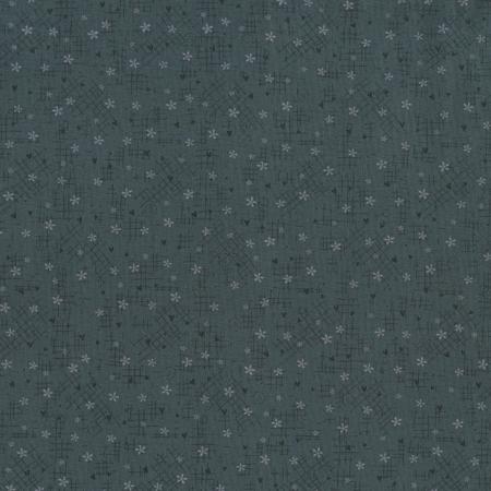 Highland - Flower Patch - Sapphire - 2282-007 - 7/8 yd remnant - blue cotton fabric with tiny white flowers scattered over