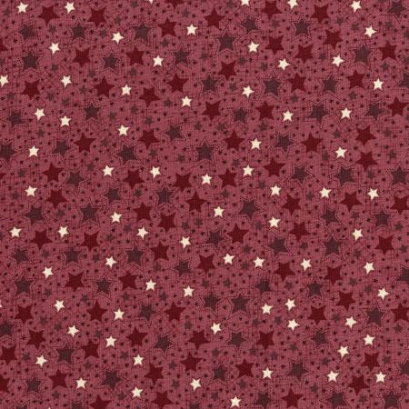 Frosty Friends - Starry Sky - Strawberry 3102-002 - red cotton fabric with red and white stars scattered over