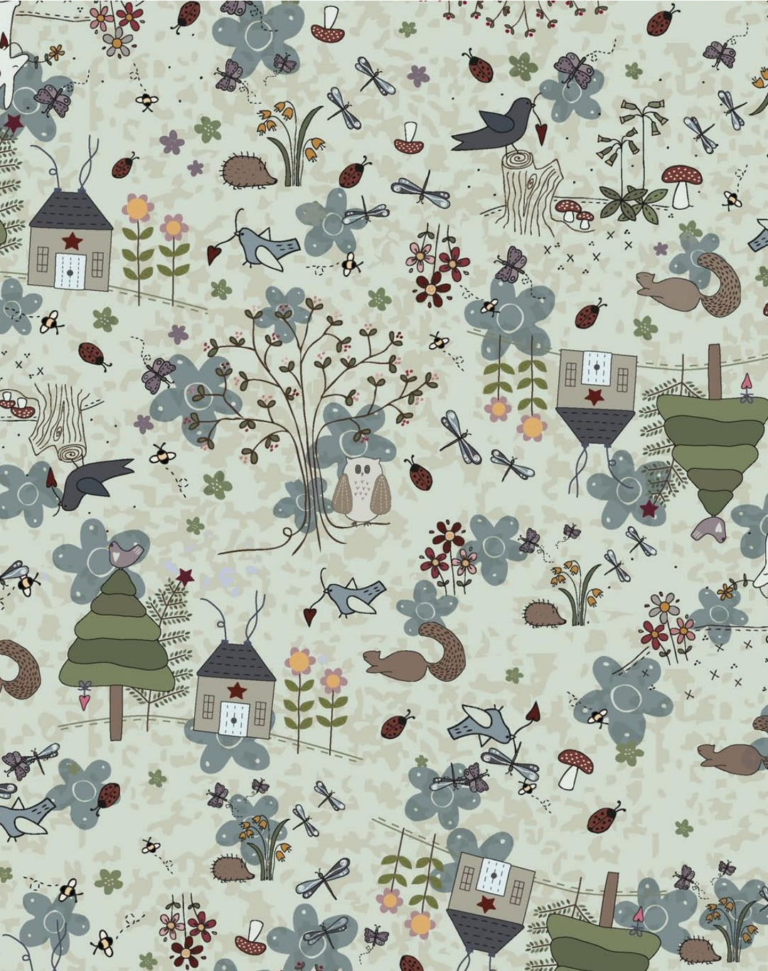 Favourites by Lynette Anderson - 81620-1 - cream cotton fabric with woodland creatures