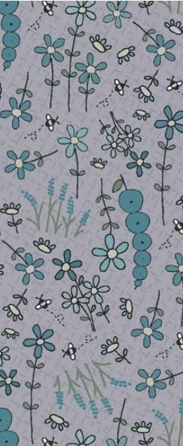 Favourites by Lynette Anderson - 81620-6 - lavender cotton fabric with a variety of blue flowers