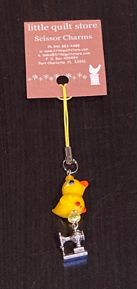 Scissor Charm - Duck with silver sewing machine