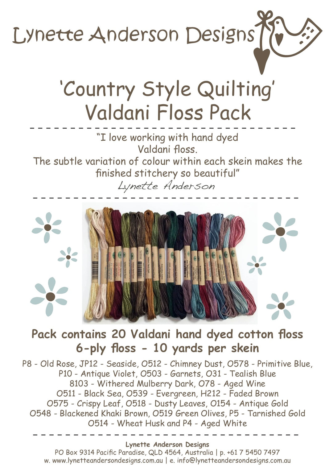 Country Style Quilting - Valdani Embroidery Floss Pack