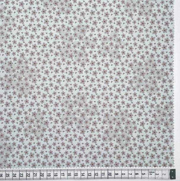 Botanicals 80990-113 - white cotton fabric with small pink flowers scattered over