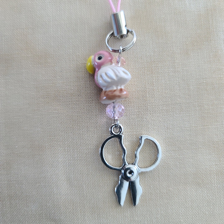 Scissor Charm - Pink Parrot