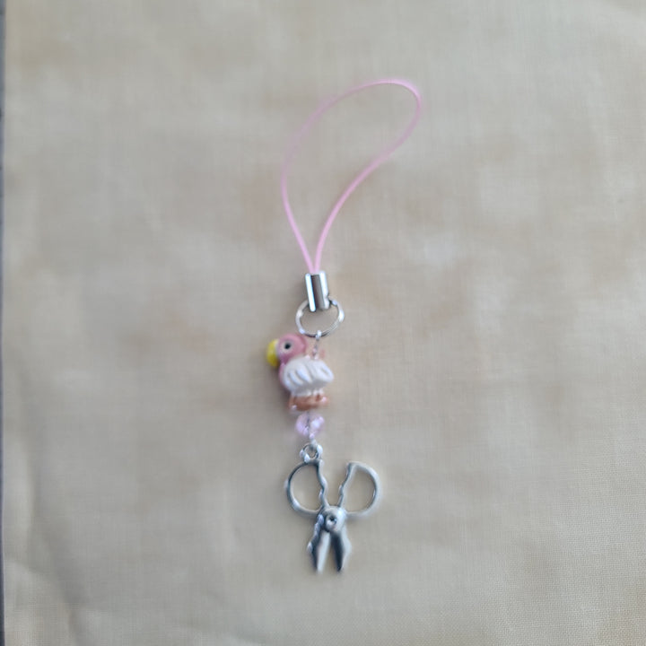 Scissor Charm - Pink Parrot