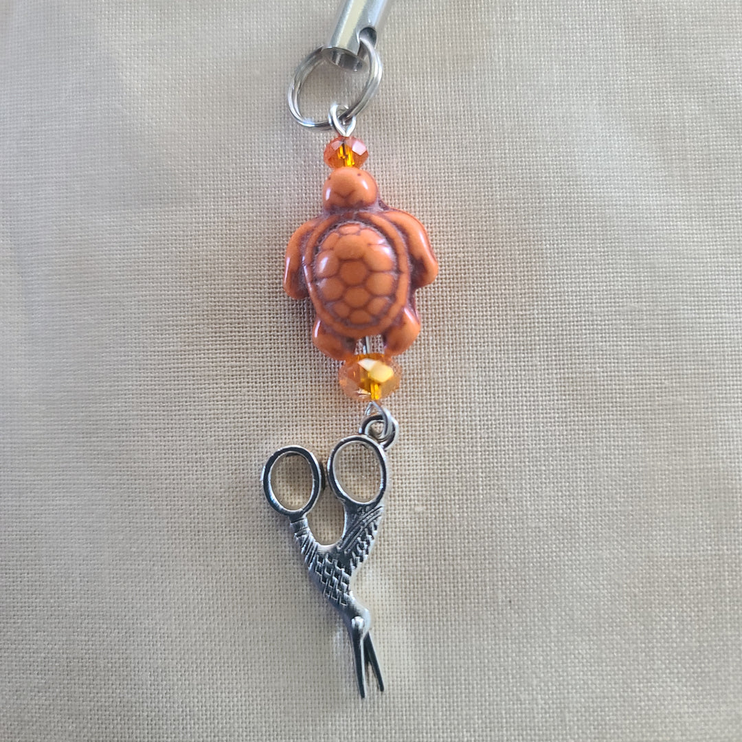 Scissor Charm - Orange Turtle