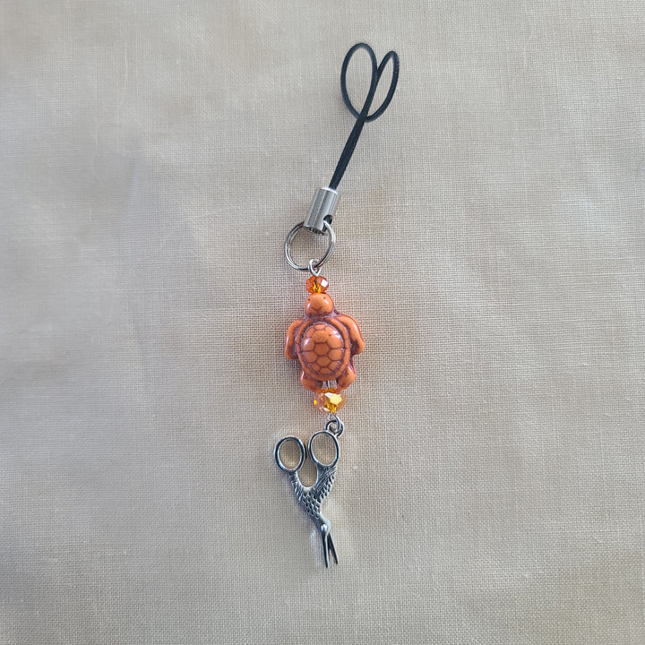 Scissor Charm - Orange Turtle