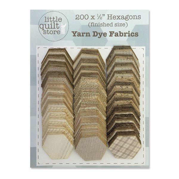 Fabric Hexagon - 200 of 1/2" laser cut - Japanese Yarn-Dyed neutrals