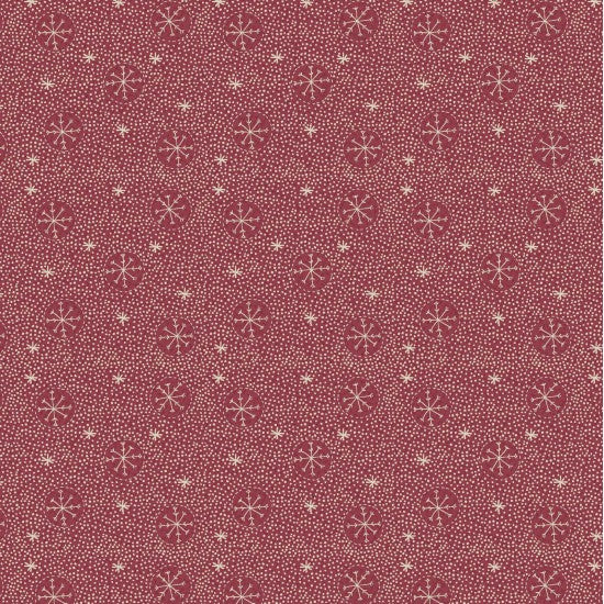 Hollyberry Christmas 81070-12 - burgundy cotton fabric with white snow and snowflakes