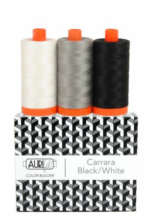 Spools of 50 wt/2 ply White, Gray and Black Cotton Thread