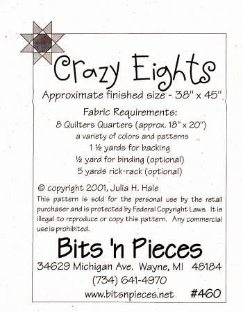 Crazy Eights by Julie Hale Pattern Back