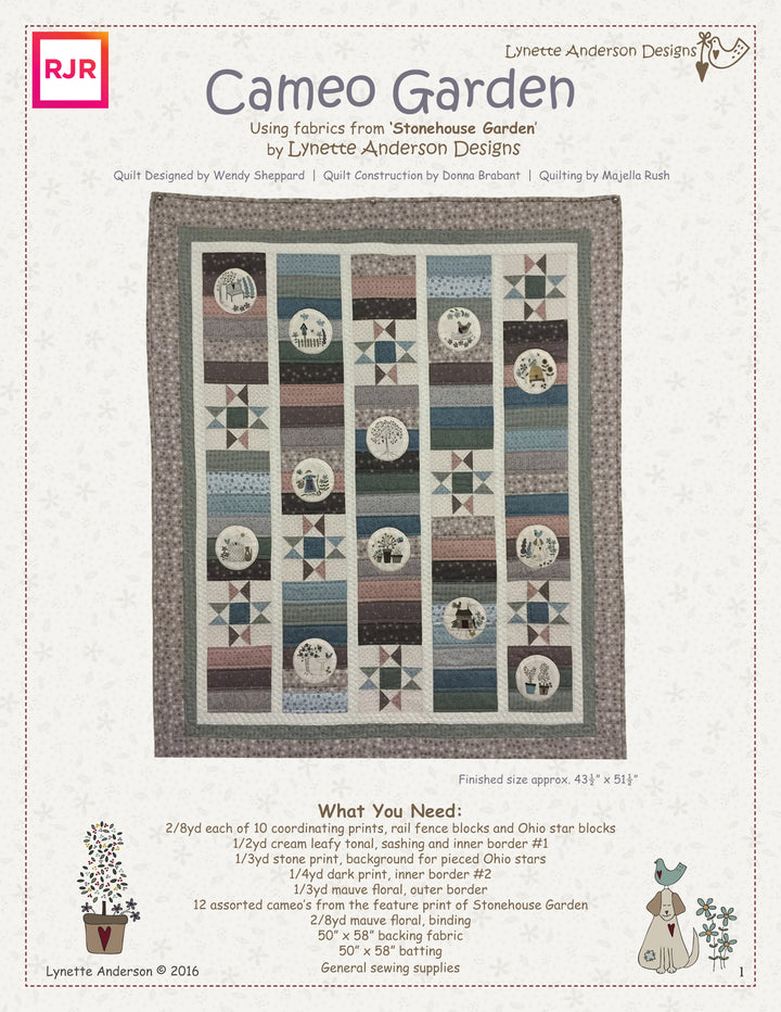 Cameo Garden Quilt by Lynette Anderson Fabric Requirements