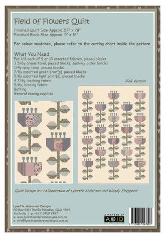 Field of Flowers Quilt by Lynette Anderson Pattern Back