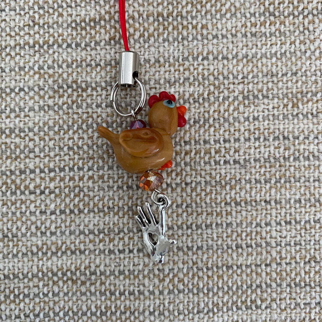 Scissor Charm - Brown Chicken