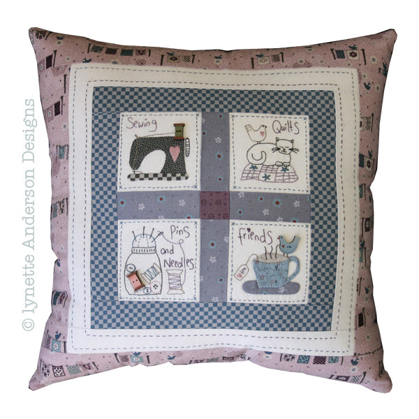 Sewing Friends Pillow by Lynette Anderson