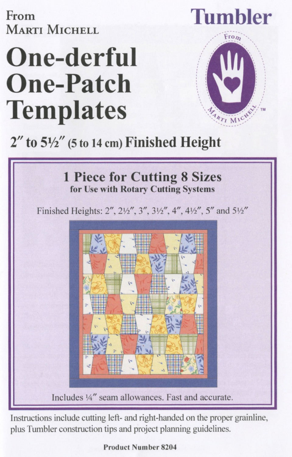 One-derful One-Patch Template - Clear plastic ruler for quilting
