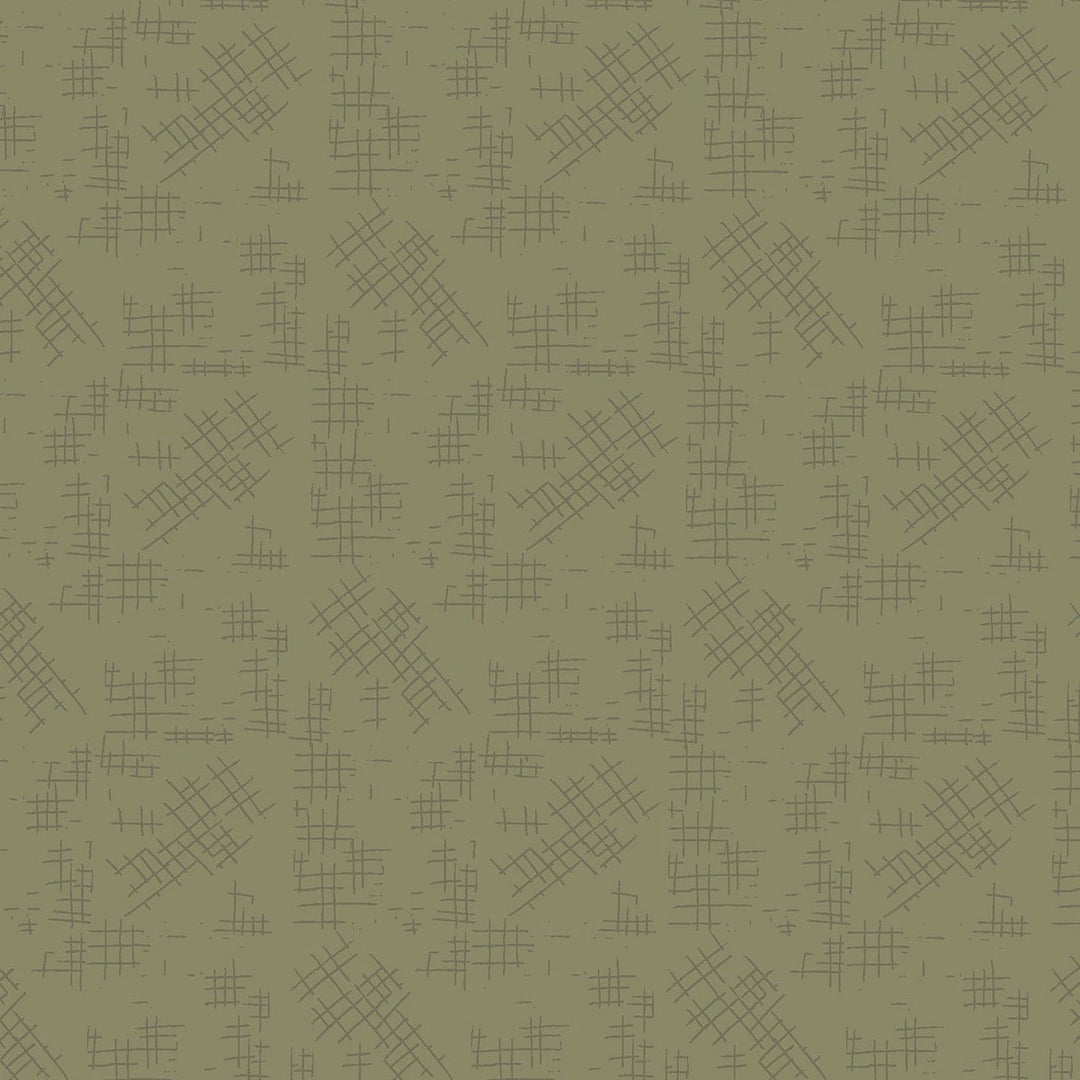 Garden Of Flowers 80870-9 - green cotton fabric with tone-on-tone grids scattered over