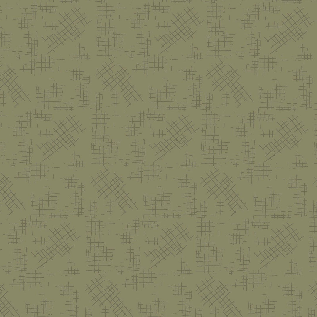 Garden Of Flowers 80870-9 - green cotton fabric with tone-on-tone grids scattered over