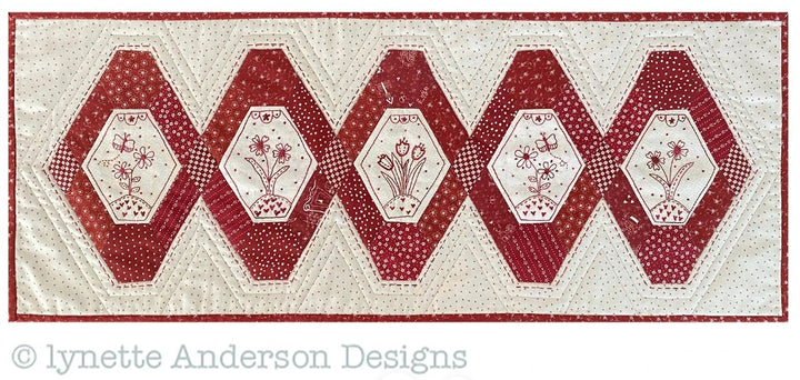 Red Posies Tablerunner by Lynette Anderson