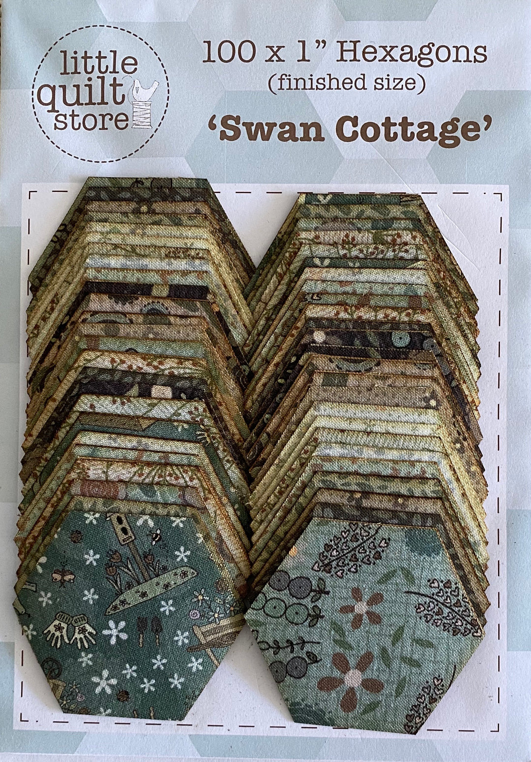 Fabric Hexagon - 100 of 1" laser cut - Swan Cottage