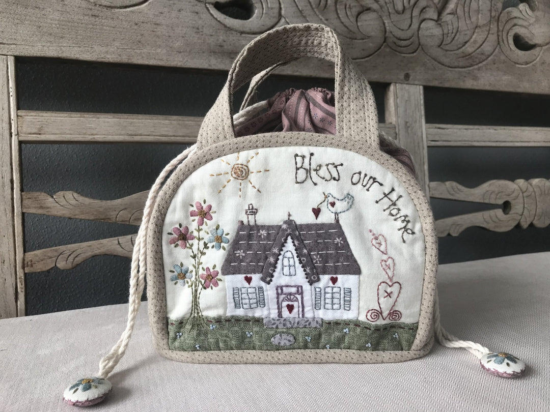 Bless Our Home Drawstring Bag by Lynette Anderson